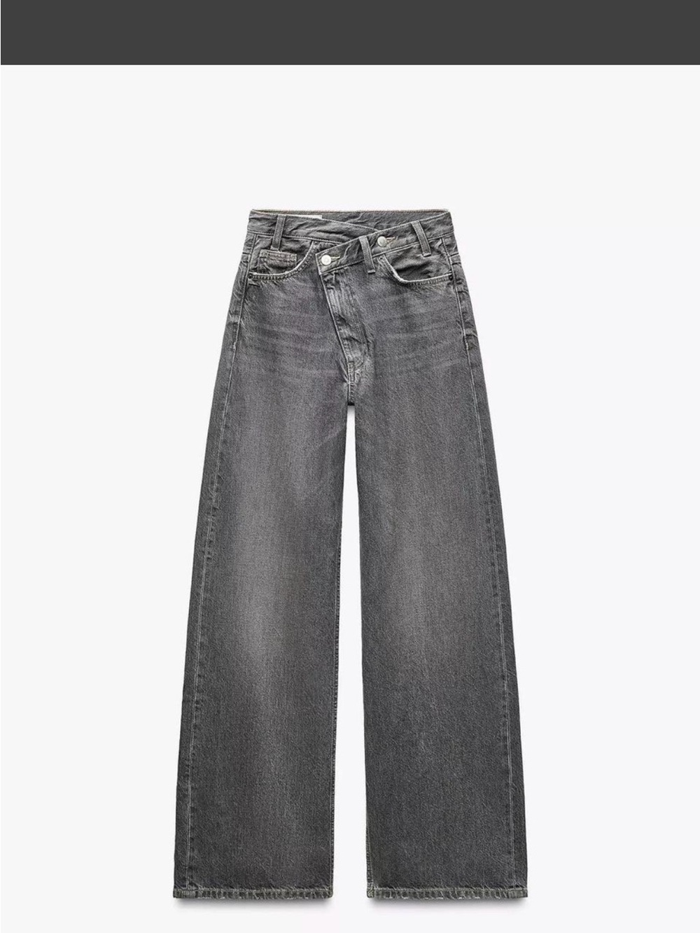 Zara TRF HIGH-WAIST WIDE LEG CROSSOVER JEANS size 2 - Grey